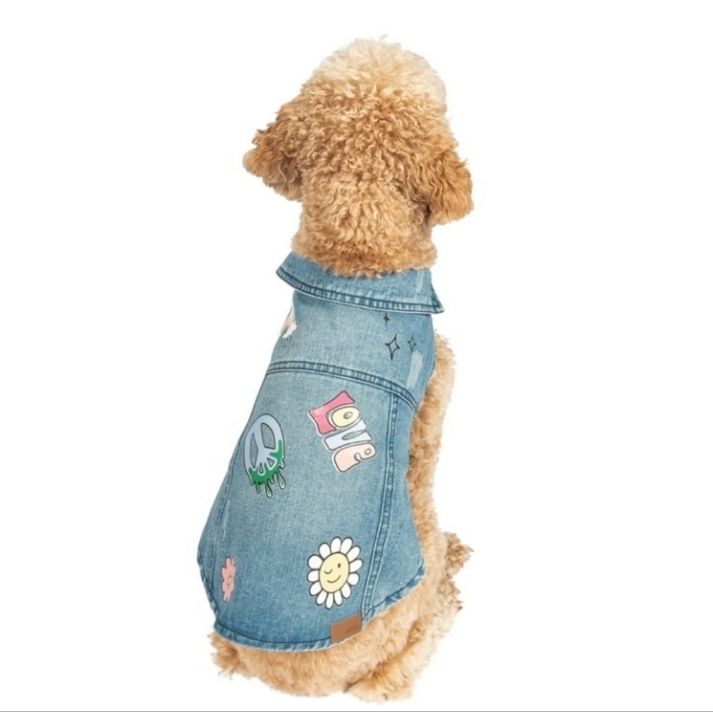 NWT! Justice BOHO Style Denim Dog Pet Jacket M